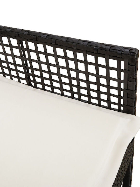 Fotoliu de exterior Rattan Negru cu pernă 2buc 53x60x85cm