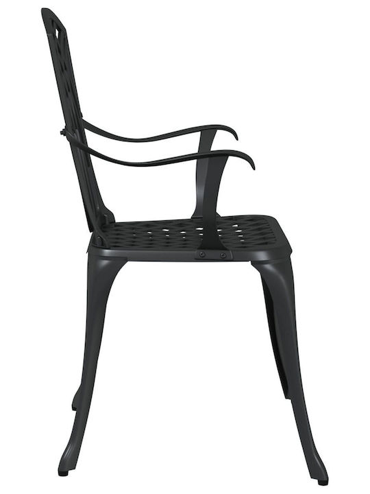 Outdoor Chair Aluminum Black Velvet-Black Metal with Cushion 2pcs 54x51x88cm