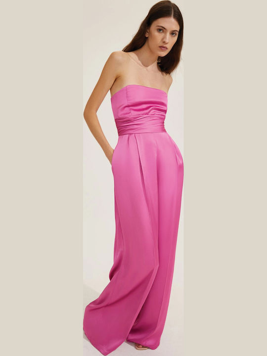 Γυναικεία Strapless Ολόσωμη Φόρμα Ροζ