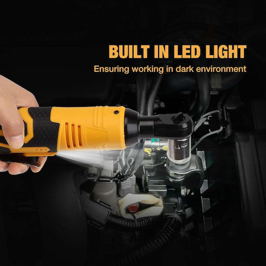 Cheie cu clichet electrică unghi de 90° 18v baterie 0-320 rpm 60nm putere 7 chei tubulare incluse LED integrat adaptor 3/8