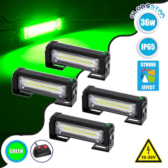 GloboStar Μπάρα Σήμανσης Αυτοκινήτου LED 10 - 30V Αδιάβροχη με Πράσινο Φωτισμό