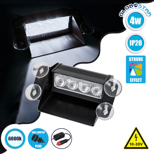 GloboStar Car LED Emergency Light Bar 10 - 30V Waterproof 14.8cm with White Lighting