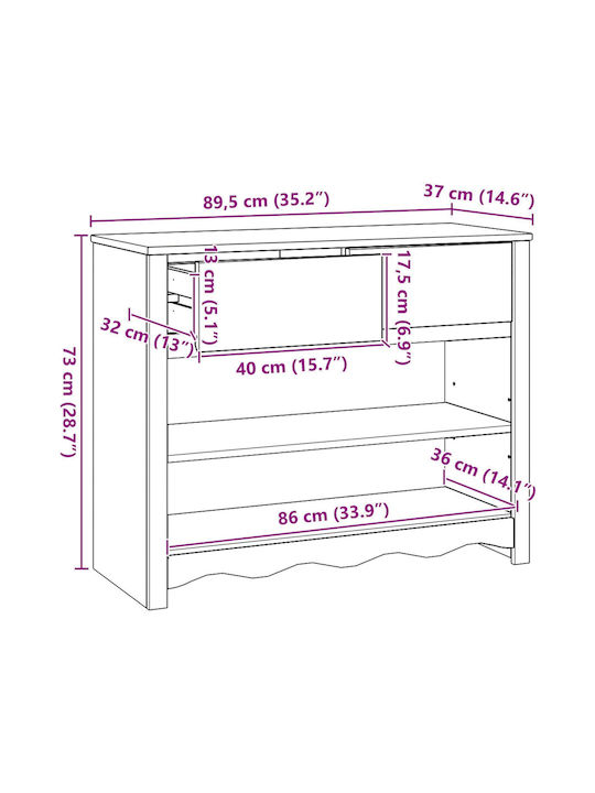 Solid Wood Console Table L89.5xW37xH73cm
