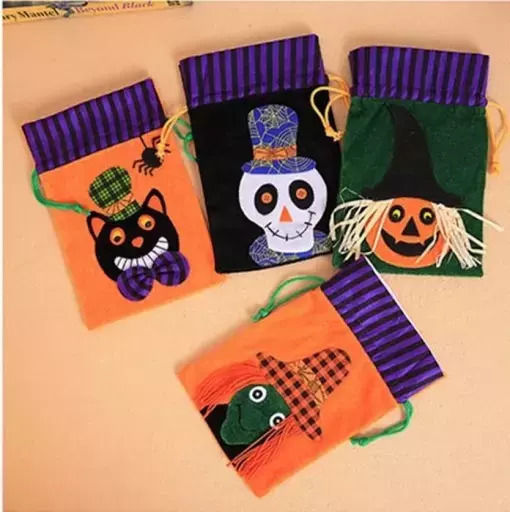 Bag for Gift with Theme "Halloween" Orange 15x2x27cm. 4pcs