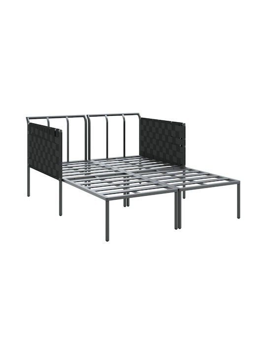 Deckchair Double Metallic with Cushion Gray 115x153x69.5cm.