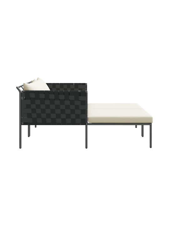 Deckchair Double Metallic with Cushion Gray 115x153x69.5cm.