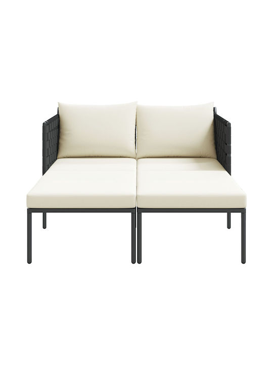 Deckchair Double Metallic with Cushion Gray 115x153x69.5cm.