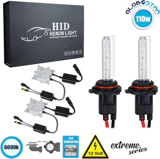 GloboStar Car Xenon Kit Extreme Series HB3-9005 CAN Bus 110W 9-16V 6000K Cold White
