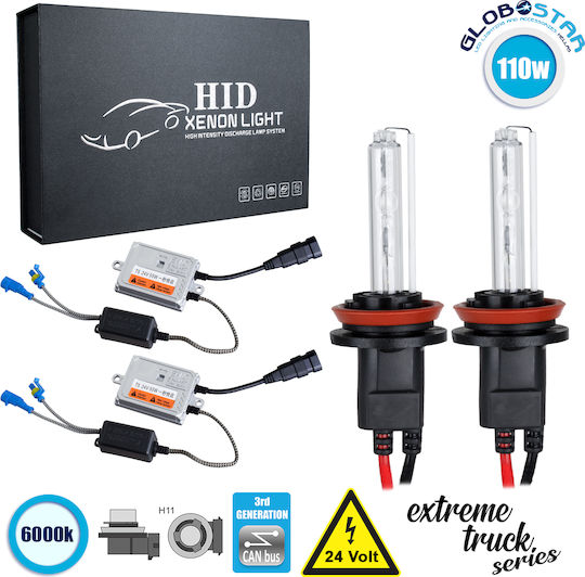 GloboStar Truck Xenon Kit Extreme Truck Series H11 CAN Bus 110W 24V 6000K Cold White