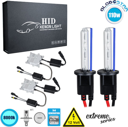 GloboStar Car Xenon Kit Extreme Series H1 CAN Bus 110W 12V 8000K Cold White