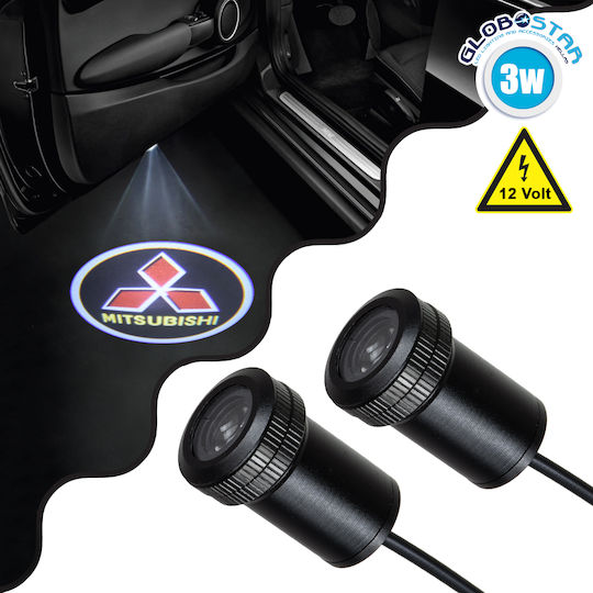 GloboStar Autotür-Projektoren Autoscheinwerfer-Marke Mitsubishi LED Cree XHP35 3W 240lm 120° Projektor Gleichstrom 12V IP20 Kaltweiß 6000K mit Logo Mitsubishi