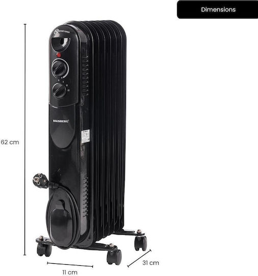 Hausberg Radiator cu ulei cu 7 Elemente 1500W