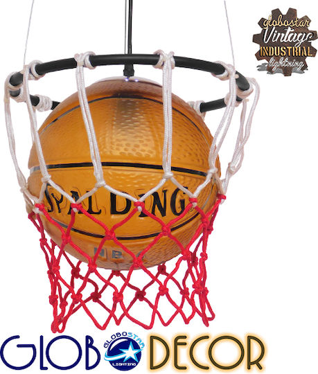 GloboStar Spalding NBA Μονόφωτο Παιδικό Φωτιστικό Κρεμαστό από Μέταλλο με Υποδοχή E27 32x58cm