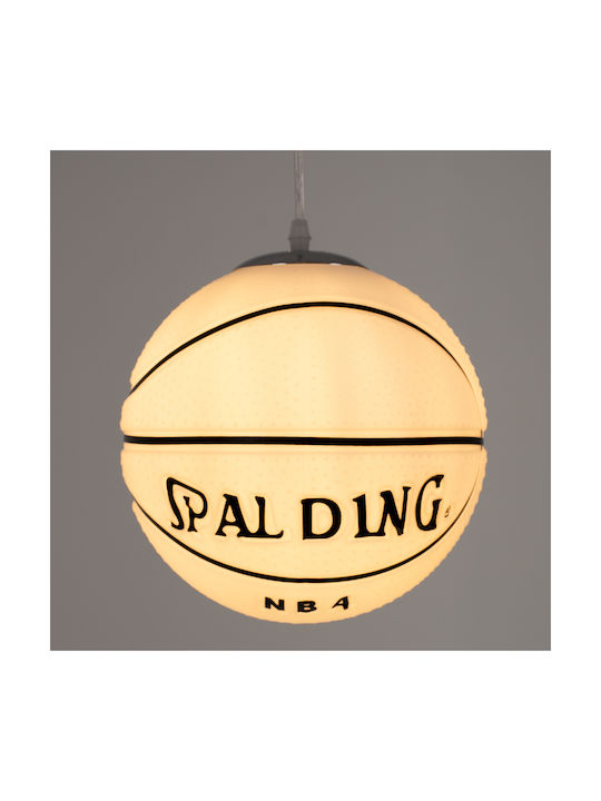 GloboStar Kids Glass Single Ceiling Light E27 Spalding Nba White 25x25cm