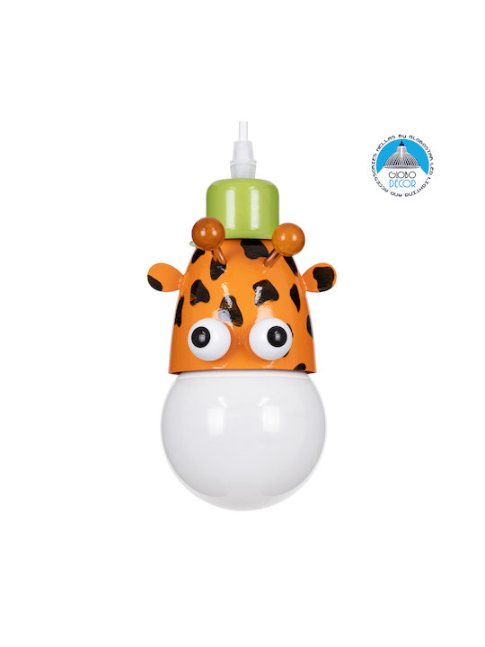 GloboStar Single-Light Kids Ceiling Hanging Light Made of Metal with E27 Socket White Green Orange Black 10.5x13.5cm