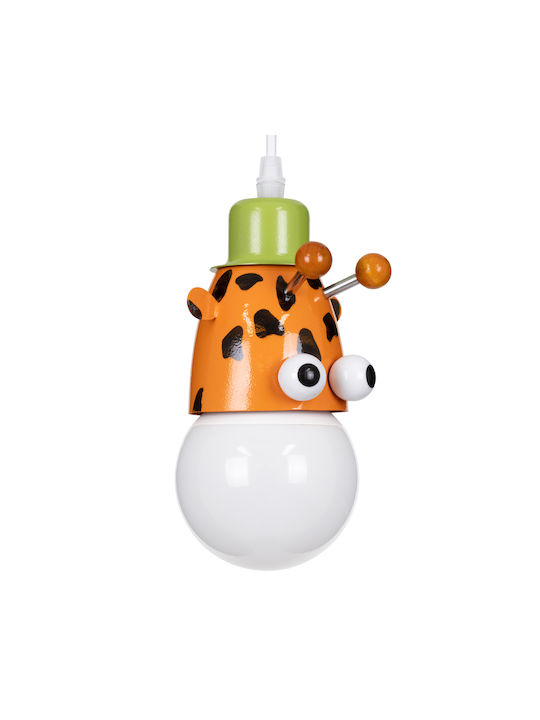 GloboStar Single-Light Kids Ceiling Hanging Light Made of Metal with E27 Socket White Green Orange Black 10.5x13.5cm
