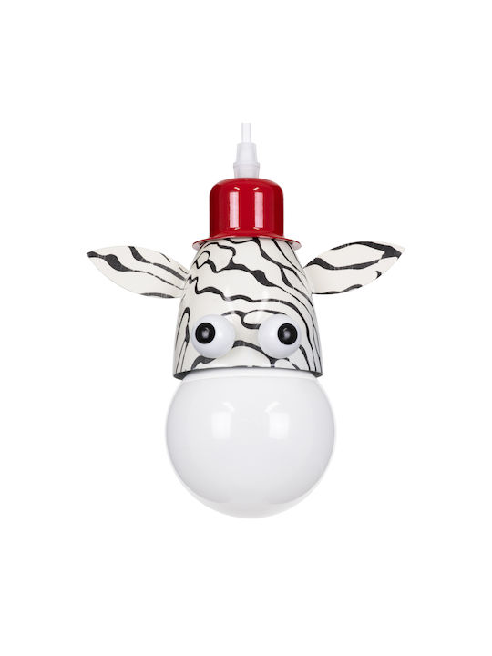 GloboStar Single-Light Kids Ceiling Light Hanging Made of Metal with E27 Socket White-Black 10.5x13.5cm
