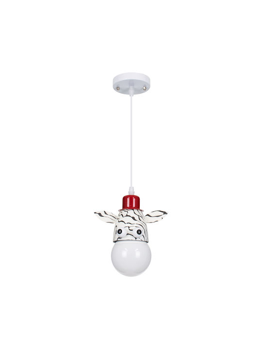 GloboStar Single-Light Kids Ceiling Light Hanging Made of Metal with E27 Socket White-Black 10.5x13.5cm