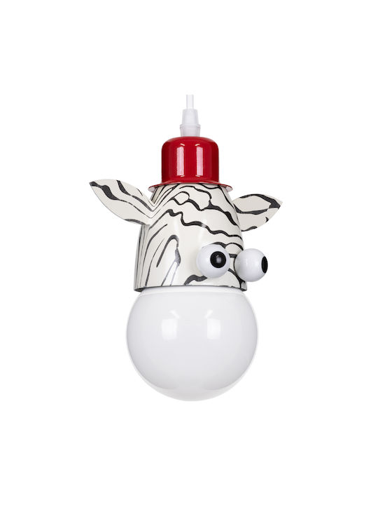 GloboStar Single-Light Kids Ceiling Light Hanging Made of Metal with E27 Socket White-Black 10.5x13.5cm