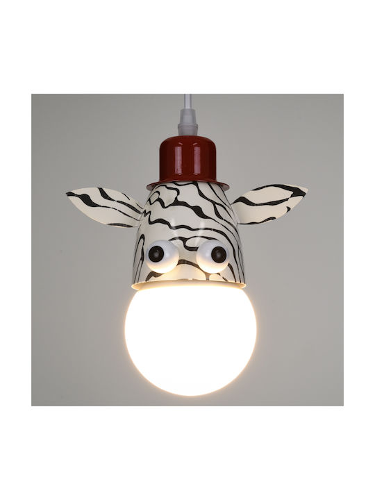 GloboStar Single-Light Kids Ceiling Light Hanging Made of Metal with E27 Socket White-Black 10.5x13.5cm