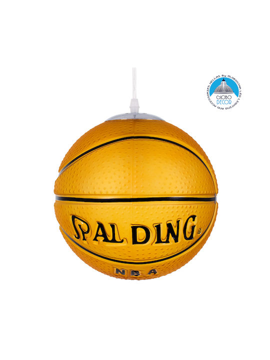 GloboStar Kids Glass Single Ceiling Light E27 Spalding Nba Orange 25x25cm