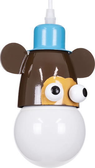 GloboStar Einfaches Kinderzimmer-Deckenleuchte Hängend aus Metall mit E27-Fassung Hellblau - Braun 10,5x13,5cm