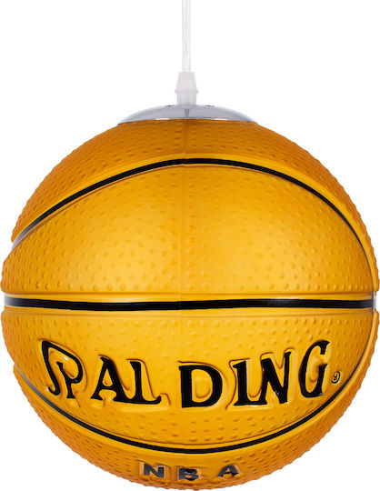 GloboStar Spalding Nba Μονόφωτο Παιδικό Φωτιστικό Κρεμαστό από Γυαλί με Υποδοχή E27 Πορτοκαλί 25x25cm