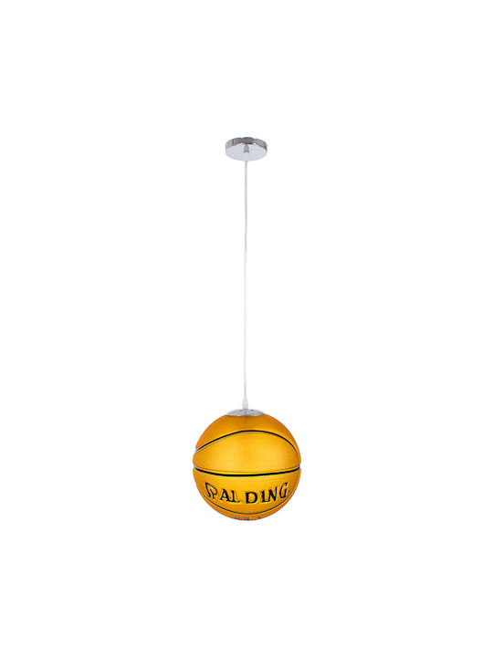 GloboStar Kids Glass Single Ceiling Light E27 Spalding Nba Orange 25x25cm