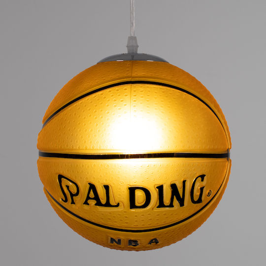 GloboStar Spalding Nba Μονόφωτο Παιδικό Φωτιστικό Κρεμαστό από Γυαλί με Υποδοχή E27 Πορτοκαλί 25x25cm