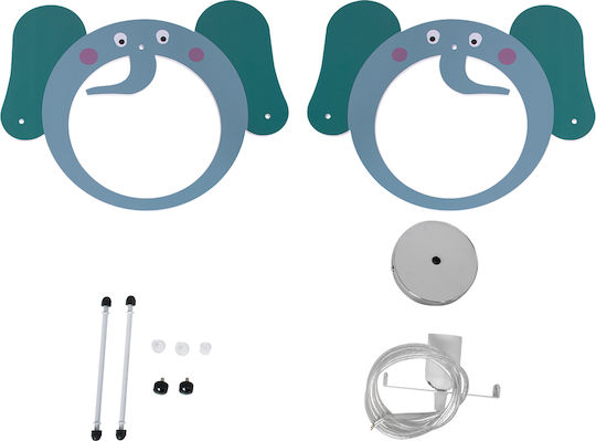 GloboStar Elephant Einfaches Licht Kinderdeckenleuchte Deckenleuchte mit Fassung E27 Grün 37.7x31.5cm