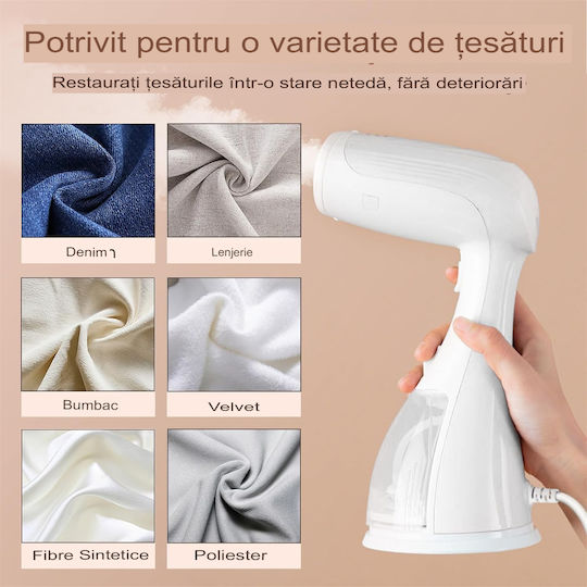 Aparat de călcat cu abur pentru haine de Mână 1500W cu rezervor 300ml Alb