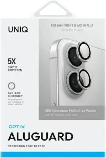 Uniq Camera Lens Glass Silver for IPHONE 16, IPHONE 16 PLUS