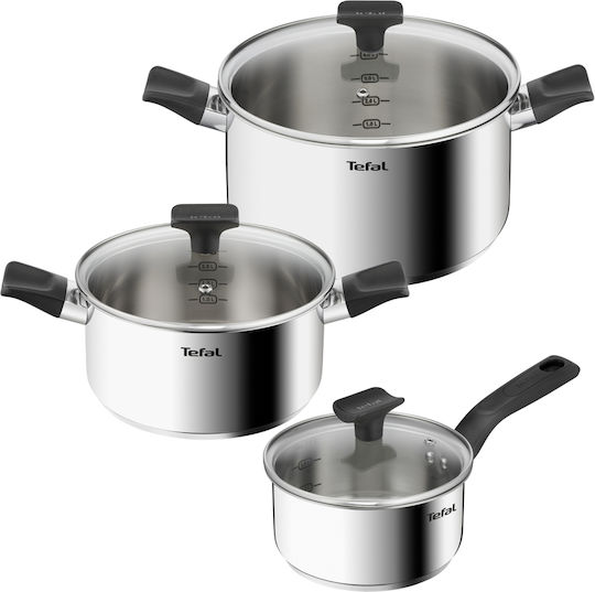 Tefal Delicious Stainless Steel Silver Pots Set 6 Pieces Tefal Delicious Stainless Steel Silver Pots Set 6 Pieces