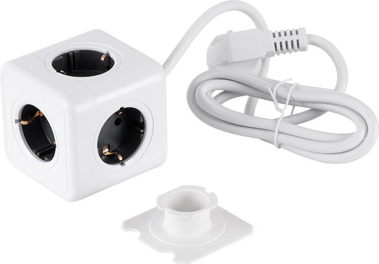 GloboStar PowerCube mit Überspannungsschutz 5 Positionen mit Kabel 1.5m Gray