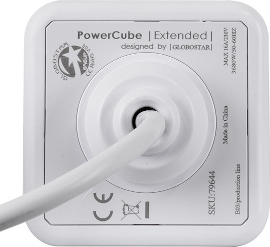 GloboStar PowerCube mit Überspannungsschutz 5 Positionen mit Kabel 1.5m Gray