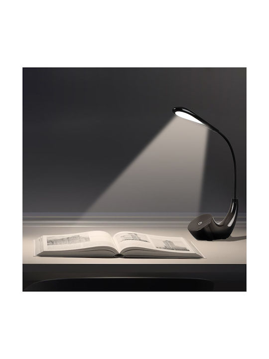 GloboStar Tesler Rechargeable LED Office Lamp with Flexible Arm in Black Color