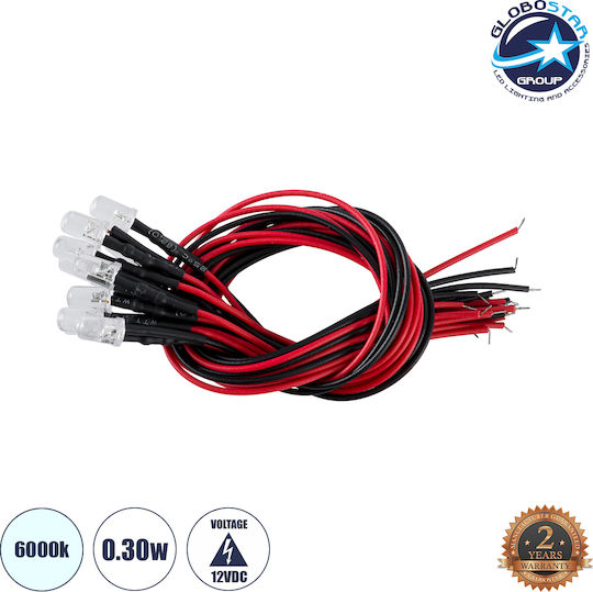 GloboStar LED 12V 0.3W Ψυχρό Λευκό 10τμχ 73730
