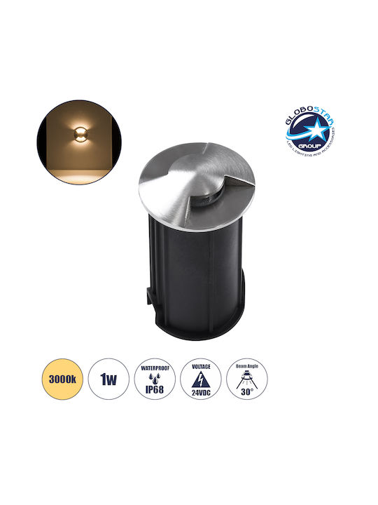GloboStar GloboStar Außenstehlampen Spot Däche LED 1W mit Warmes Weiß Licht IP68 Silber
