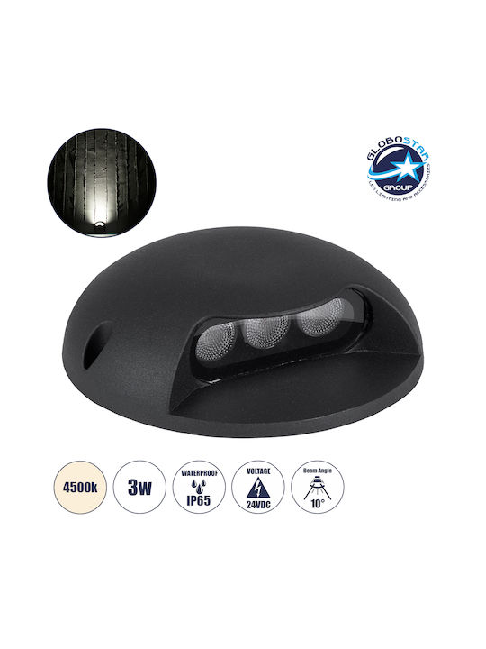 GloboStar Stepluna Outdoor Floor Lamp LED Wall Washer 3W with Natural White Light IP65 Black
