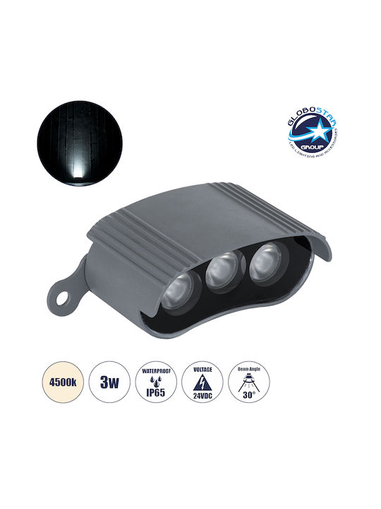 GloboStar Treelightzina Außenstehlampe LED Wall Washer 3W mit Natürliches Weiß Licht IP65 Graue