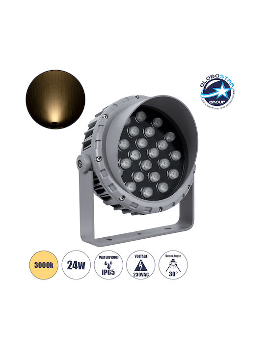 GloboStar Flood-Mena Außenstehlampe LED Wall Washer 24W mit Warmweißem Licht IP65 Silber