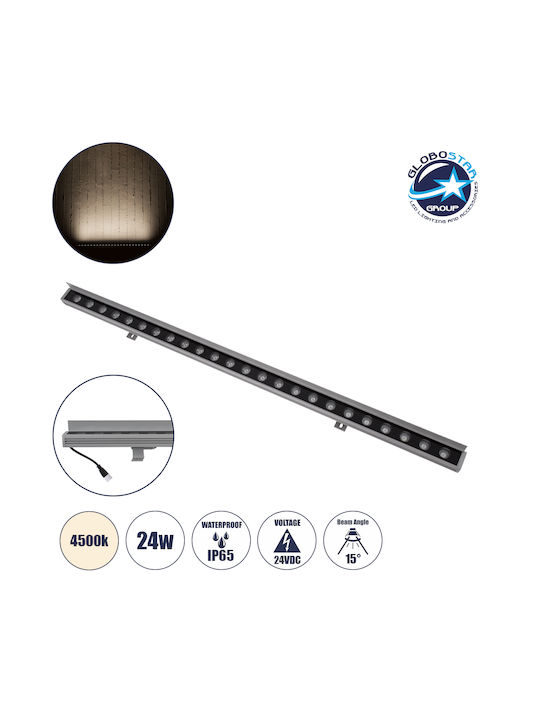 GloboStar Faia Outdoor Floor Lamp LED Wall Washer 24W with Natural White Light IP65 Silver