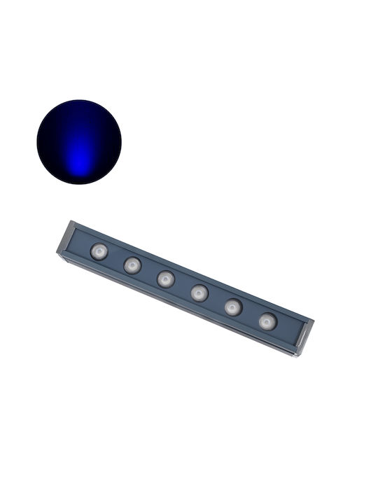 GloboStar Außenstehlampe LED Wall Washer 6W mit Blauer Farbe IP65 Grau