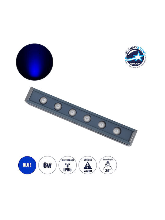 GloboStar Außenstehlampe LED Wall Washer 6W mit Blauer Farbe IP65 Grau