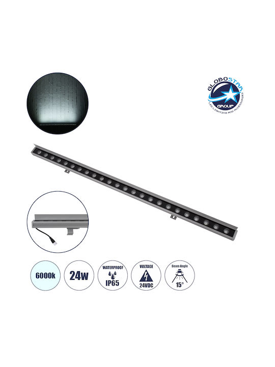 GloboStar Faia Außenstehlampe LED Wall Washer 24W mit Kaltweißem Licht IP65 Silber