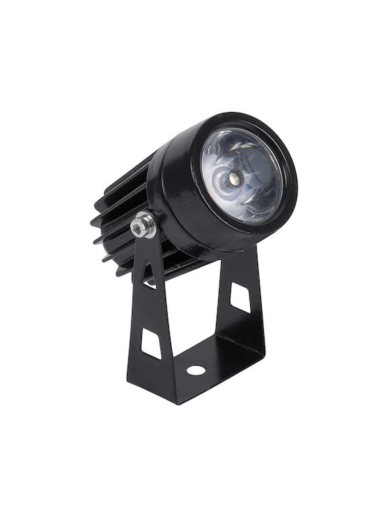 GloboStar Φωτιστικό Προβολάκι LED Εξωτερικού Χώρου 1W με Θερμό Λευκό Φως IP65 Μαύρο
