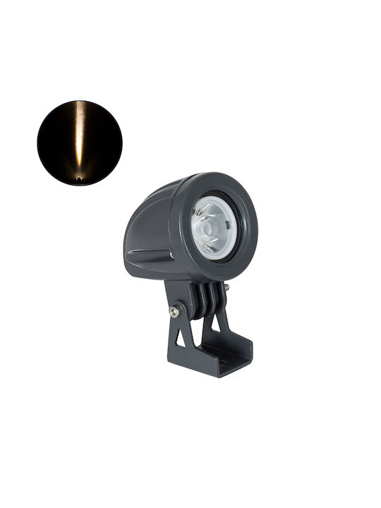 GloboStar Treelighttreeditа Außenstehlampe Projektor LED Außenbereich 3W mit Warmweißem Licht IP67 Graue