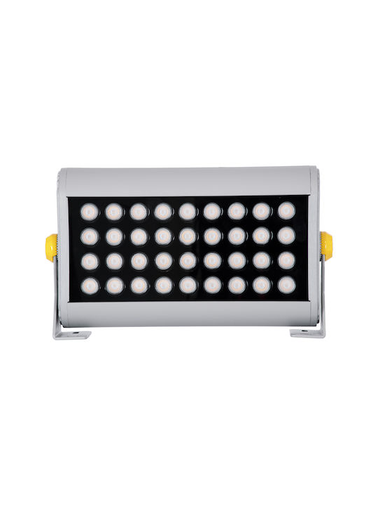 GloboStar Flood-Hena Outdoor Floor Lamp LED Wall Washer 36W with Warm White Light IP67 Silver