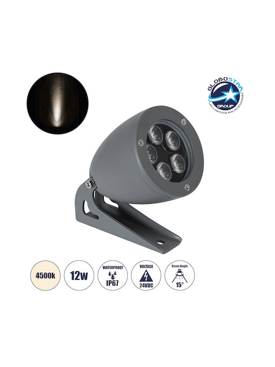 GloboStar Treelight Proiector LED Pentru Exterior 12W Cu Lumină Alb Natural IP67 Gri