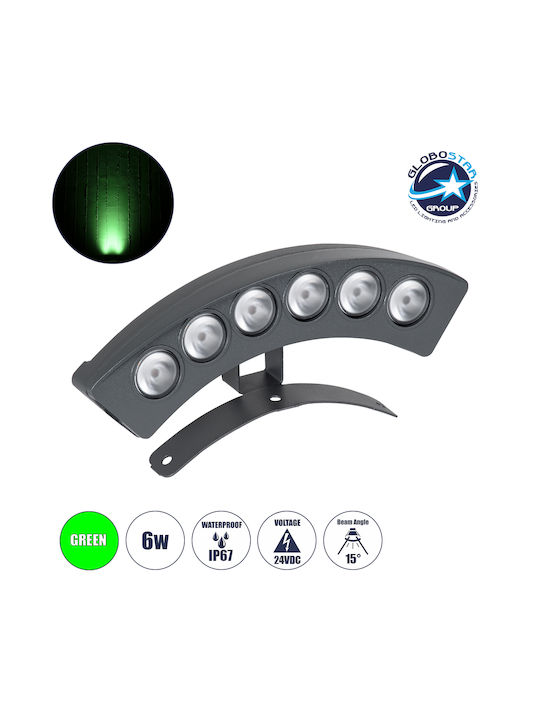 GloboStar Treelight Pflanz Außenstehlampe LED Wall Washer 6W mit Grünem Licht IP67 Graue